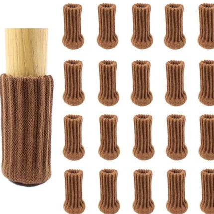 Chair leg protectors 24-pack – Brown, thick knit, non-slip socks
