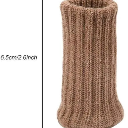 Chair leg protectors 24-pack – Brown, thick knit, non-slip socks.