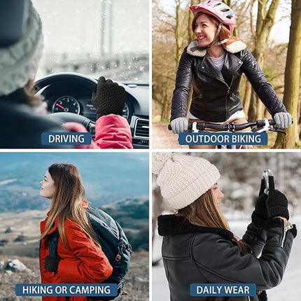 Touchscreen Winter Gloves - Women's Sports Gloves - Waterproof and Windproof - Elastic Cuff - Scooter and Bicycle (4 Pieces).