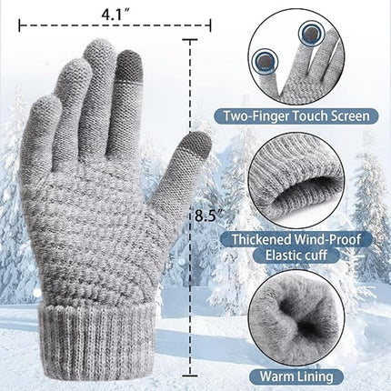 Touchscreen Winter Gloves - Women's Sports Gloves - Waterproof and Windproof - Elastic Cuff - Scooter and Bicycle (4 Pieces).