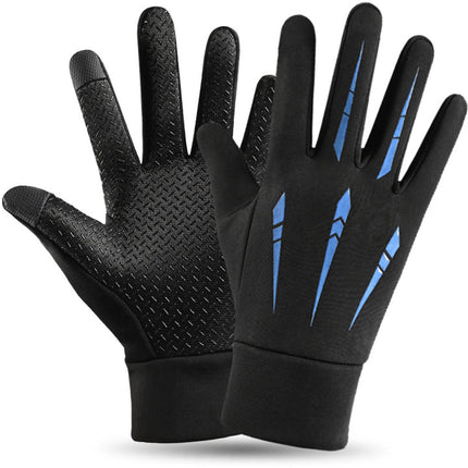 Full-finger winter gloves - touchscreen, fleece-lined, warm, thickened, waterproof, windproof, and non-slip for outdoor cycling..