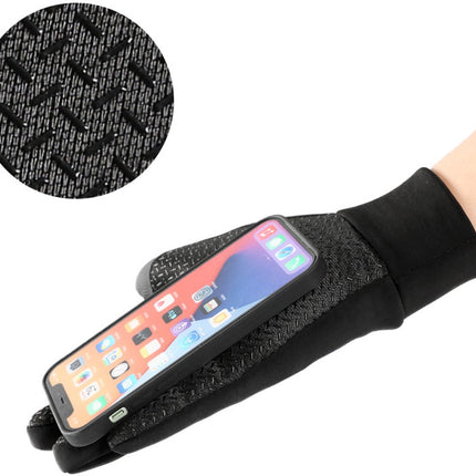 Full-finger winter gloves - touchscreen, fleece-lined, warm, thickened, waterproof, windproof, and non-slip for outdoor cycling..