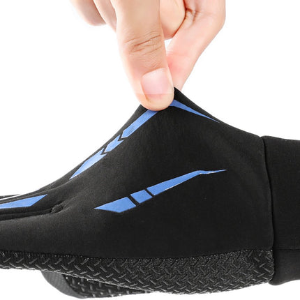 Full-finger winter gloves - touchscreen, fleece-lined, warm, thickened, waterproof, windproof, and non-slip for outdoor cycling..