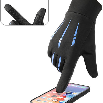 Full-finger winter gloves - touchscreen, fleece-lined, warm, thickened, waterproof, windproof, and non-slip for outdoor cycling..