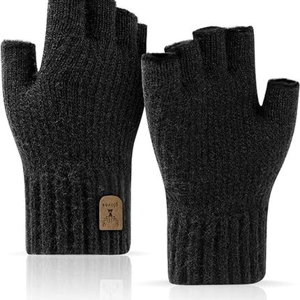 gloves men's gloves women's winter gloves fingerless gloves - Half-fingered warm winter knitted gloves - Unisex - Suitable for work, running, cycling, driving.