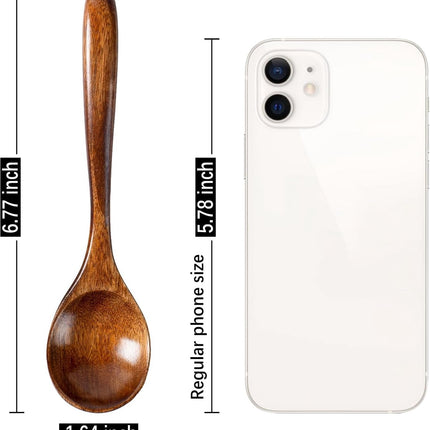 Wooden Spoons - 17cm Bamboo Spoons - Eco-friendly - Versatile Use - Perfect for Honey Jars & Jams (6-piece).