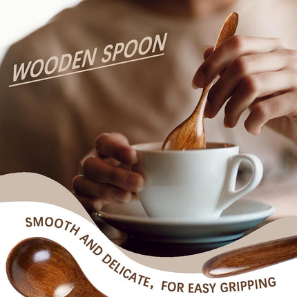 Wooden Spoons - 17cm Bamboo Spoons - Eco-friendly - Versatile Use - Perfect for Honey Jars & Jams (6-piece).