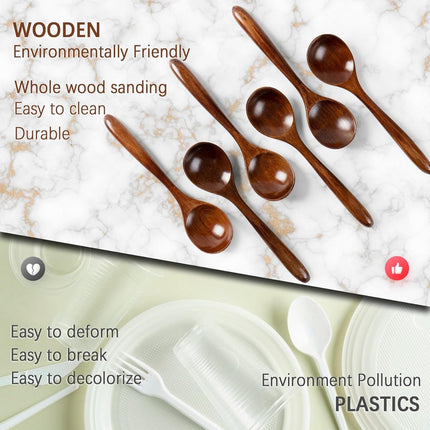 Wooden Spoons - 17cm Bamboo Spoons - Eco-friendly - Versatile Use - Perfect for Honey Jars & Jams (6-piece).