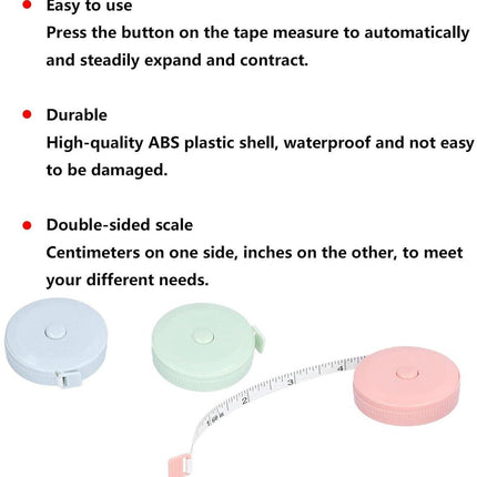 Measuring Tape - Mini Measuring Tape - Clothing Measuring Tape - 1.5 Meter Body Measurement - Soft and Flexible Ruler - For Tailors and Crafters (3 pieces).