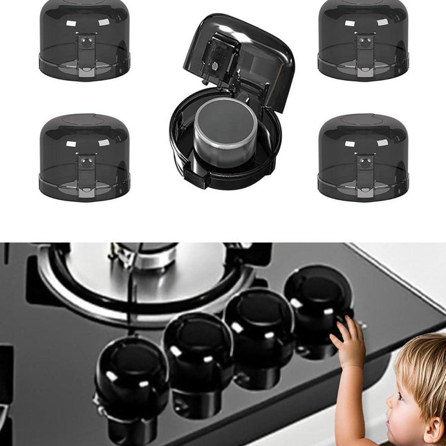 Child-safe Stove Knob 5-pack – With lock, universal, black.