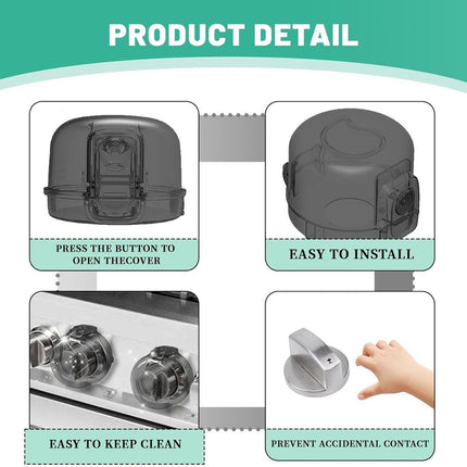 Child-safe Stove Knob 5-pack – With lock, universal, black.