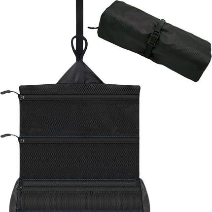 Men's travel toiletry bag - Hanging toiletry bag with waterproof shaver organizer - Makeup and travel essentials container with multiple compartments - Outdoor gift for men (black).