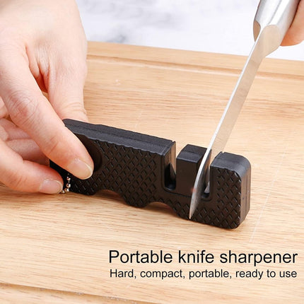 Knife Sharpener-Honing Steel - 2-pack mini Anti-Slip Sharpening Stones for Outdoor Tools, Kitchen, Multifunctional Portable Mini Sharpening Stones - Perfect for Outdoor Travel (Black).