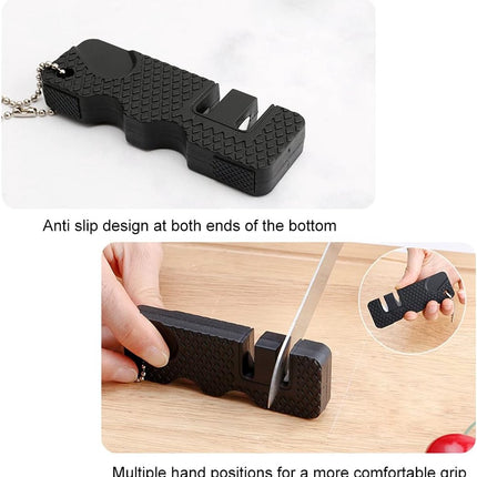 Knife Sharpener-Honing Steel - 2-pack mini Anti-Slip Sharpening Stones for Outdoor Tools, Kitchen, Multifunctional Portable Mini Sharpening Stones - Perfect for Outdoor Travel (Black).