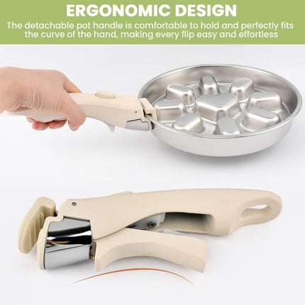 Detachable pan handle, detachable replacement handle for pots and pans, universal cream white pan handles, suitable for all cookware, heat-resistant and durable (cream white, size: 1 package).
