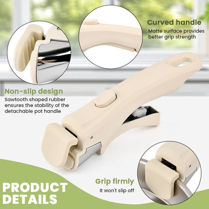 Detachable pan handle, detachable replacement handle for pots and pans, universal cream white pan handles, suitable for all cookware, heat-resistant and durable (cream white, size: 1 package).
