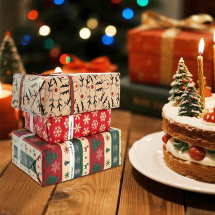 5 Roll Christmas Wrapping Paper - Christmas Wrapping Paper Rolls - Christmas Paper Wrapping Paper For Christmas - 17 inch x 50 Feet Mini Kraft Sheet Set - Christmas Gift Wrapping Paper Small, Merry Christmas Gifts Decoration.