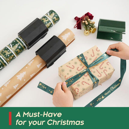 Wrapping Paper Cutter - Christmas Paper Roll Cutters - Paper Cutter Slider - Christmas Gift Wrapping Paper Cutting Supplies - for making birthday gifts (2 pieces black).