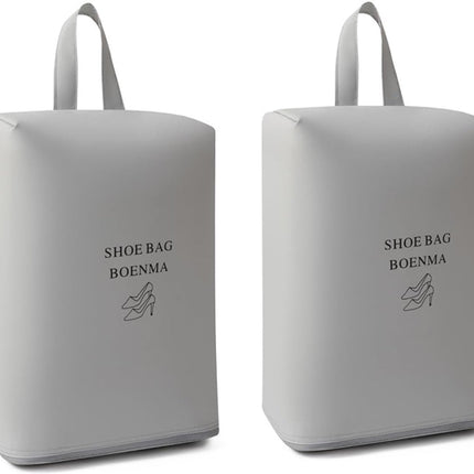 2 Shoe Storage Bags - Travel and Home Organization - Sealed and waterproof shoe organizers, breathable and odor-free for freshness (grey).