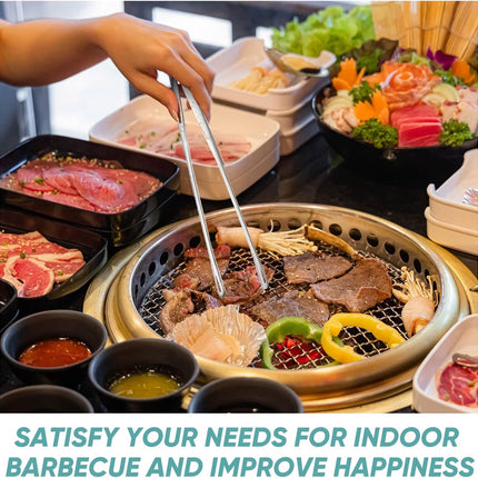 6 Stainless Steel Barbecue Tongs - 28 cm Korean & Japanese Model - Suitable for Grill, Steak, and Salad - Portable Kitchen and Outdoor Tongs Set.