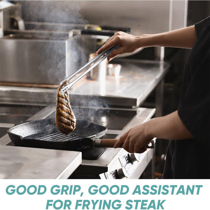 6 Stainless Steel Barbecue Tongs - 28 cm Korean & Japanese Model - Suitable for Grill, Steak, and Salad - Portable Kitchen and Outdoor Tongs Set.