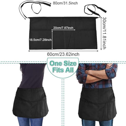 Bistro Aprons 3-piece – Black, semi-short, for waiter/waitress.