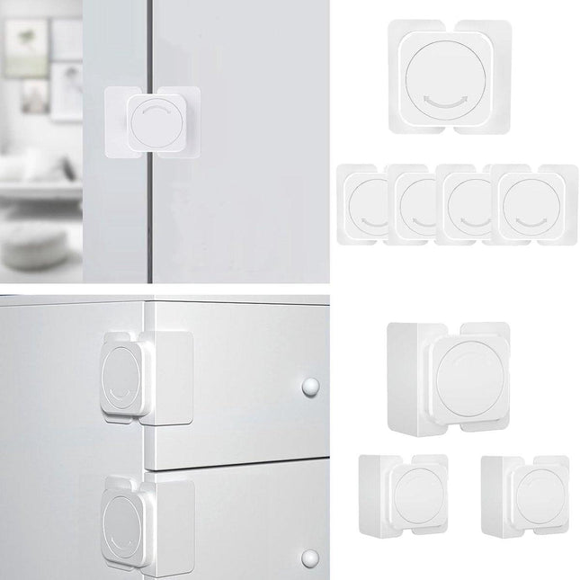 Child-safe cabinet locks - Child-safe locks for drawers and refrigerators - 3 easy-to-install units - 4 flush locks and 2 angled locks.