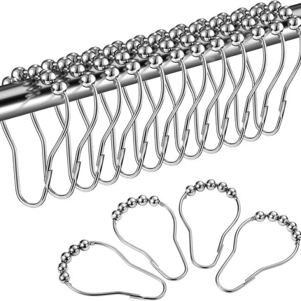 Shower curtain rings - 12 shower curtain rings - Stainless steel sliding hooks - 12 individual hooks - 69x39 mm.