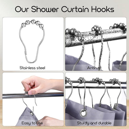 Shower curtain rings - 12 shower curtain rings - Stainless steel sliding hooks - 12 individual hooks - 69x39 mm.