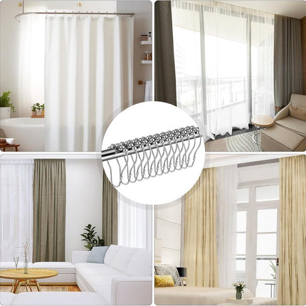 Shower curtain rings - 12 shower curtain rings - Stainless steel sliding hooks - 12 individual hooks - 69x39 mm.
