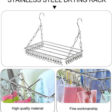 Drying Rack - 36 Stainless Steel Clips - Reinforced No Deformation - Socks and Underwear Drying Rack for Home Laundry Room.
