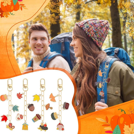 Autumn keychain making set - 60 autumn charms & 12 clips - plus accessories.