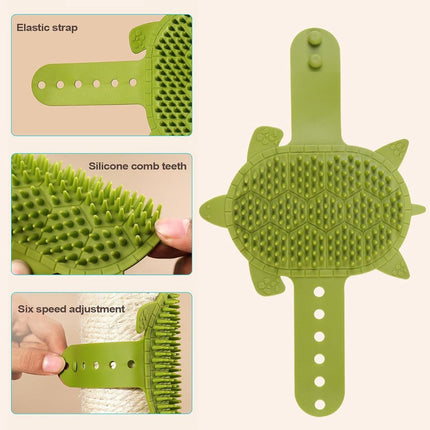 Self-Grooming Brush for Cats - Self-Massaging Scratching Post - Silicone Massager - Adjustable Scratching Post for Cats - Relieves Facial Itching - 203 Teeth Shedding Brush & Trimmer - Removable Storage Tray - Professional Hair Removal.