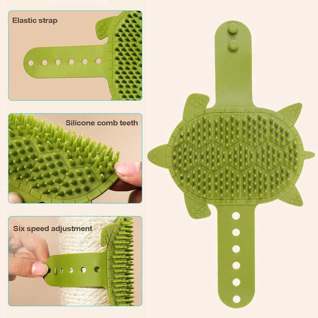 Self-Grooming Brush for Cats - Self-Massaging Scratching Post - Silicone Massager - Adjustable Scratching Post for Cats - Relieves Facial Itching - 203 Teeth Shedding Brush & Trimmer - Removable Storage Tray - Professional Hair Removal.