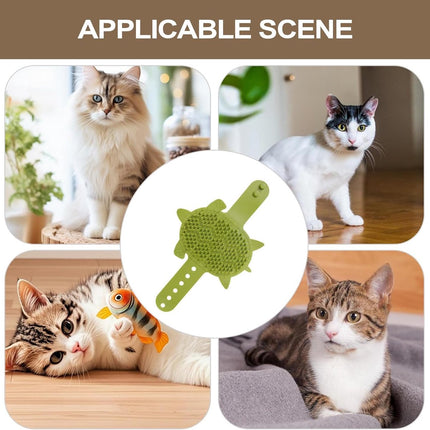Self-Grooming Brush for Cats - Self-Massaging Scratching Post - Silicone Massager - Adjustable Scratching Post for Cats - Relieves Facial Itching - 203 Teeth Shedding Brush & Trimmer - Removable Storage Tray - Professional Hair Removal.
