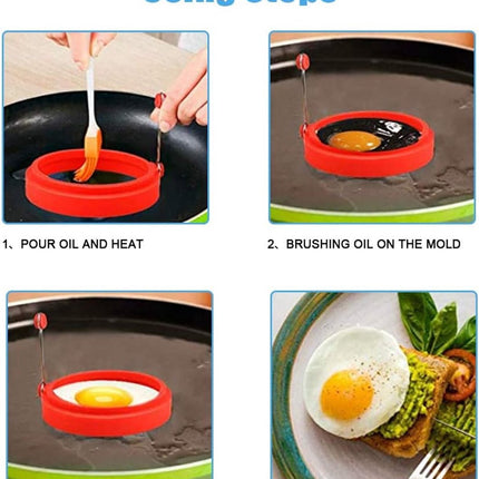 4 Silicone Egg Frying Pans - Non-stick - FDA Certified - For Eggs & Pancakes.