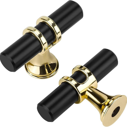 Cabinet Knobs - Drawer Knobs and Handles - 2 Pieces - Black and Gold, Single-Drill Design - Zinc Alloy - Suitable for Kitchen, Dressing Table, and Other Furniture.