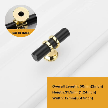 Cabinet Knobs - Drawer Knobs and Handles - 2 Pieces - Black and Gold, Single-Drill Design - Zinc Alloy - Suitable for Kitchen, Dressing Table, and Other Furniture.