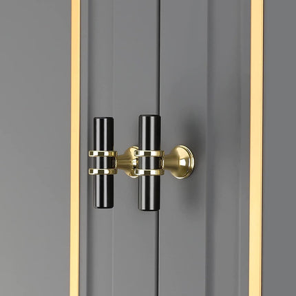 Cabinet Knobs - Drawer Knobs and Handles - 2 Pieces - Black and Gold, Single-Drill Design - Zinc Alloy - Suitable for Kitchen, Dressing Table, and Other Furniture.
