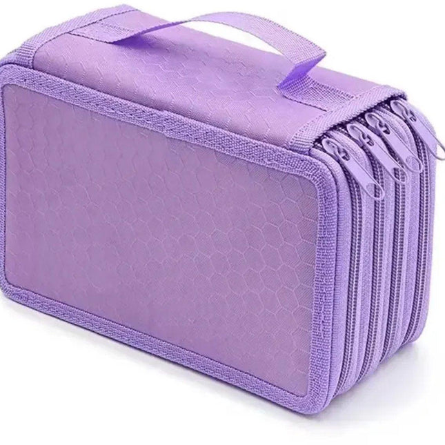 Pencil Case - Multifunctional pencil case with lid - 72 compartments, 4 layers, large capacity - Portable - Suitable for art and study - Durable pencil case with zipper - Purple.