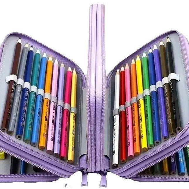 Pencil Case - Multifunctional pencil case with lid - 72 compartments, 4 layers, large capacity - Portable - Suitable for art and study - Durable pencil case with zipper - Purple.