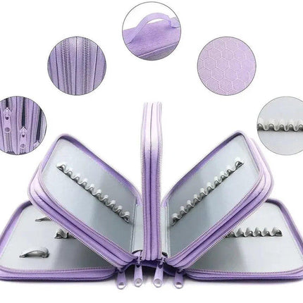 Pencil Case - Multifunctional pencil case with lid - 72 compartments, 4 layers, large capacity - Portable - Suitable for art and study - Durable pencil case with zipper - Purple.