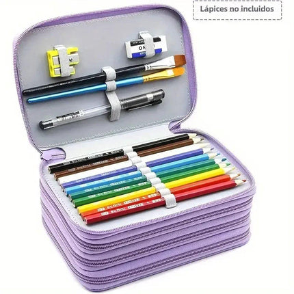 Pencil Case - Multifunctional pencil case with lid - 72 compartments, 4 layers, large capacity - Portable - Suitable for art and study - Durable pencil case with zipper - Purple.