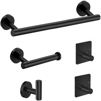 5-piece Towel Rail Set – 304 Stainless Steel, Black, Bathroom.