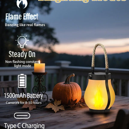 Outdoor solar lights - Solar garden lighting - Solar lantern - Dancing flame outdoor solar lanterns waterproof lighting - Hemp rope flame lamp - For camping garden patio garden halloween decoration (1 piece).