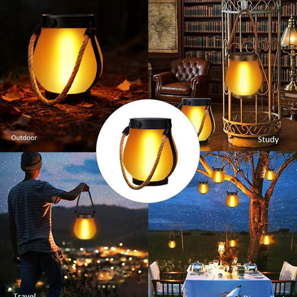 Outdoor solar lights - Solar garden lighting - Solar lantern - Dancing flame outdoor solar lanterns waterproof lighting - Hemp rope flame lamp - For camping garden patio garden halloween decoration (1 piece).