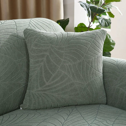 Waterproof cushion cover 45x45 - set of 2 cushion covers - Grass green jacquard leaf pattern.