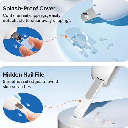 Electric Nail File - Dog Nail Clipper - Cat Nail Clipper - Dog Nail File - With Adjustable Trimming Hole in 3 Sizes and Hidden Nail File - Safe Toenail Clipper For Kittens and Indoor Cats - Anti-Splash Nail Clipper For Grooming (Blue).
