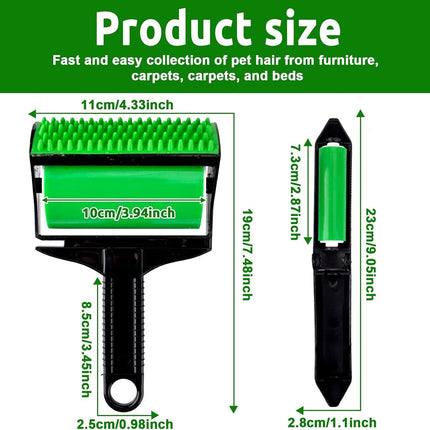 Pet hair remover - 3-in-1 lint roller - Reusable, silicone, washable - Suitable for sofas, carpets, couches, and clothing..