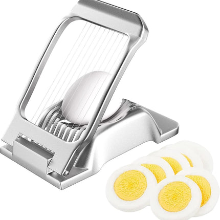 Professional aluminum egg slicer - sturdy and durable - can slice boiled eggs - dishwasher safe - independent and stable tension - suitable for slicing eggs, kiwis, strawberries, and other soft fruits..
